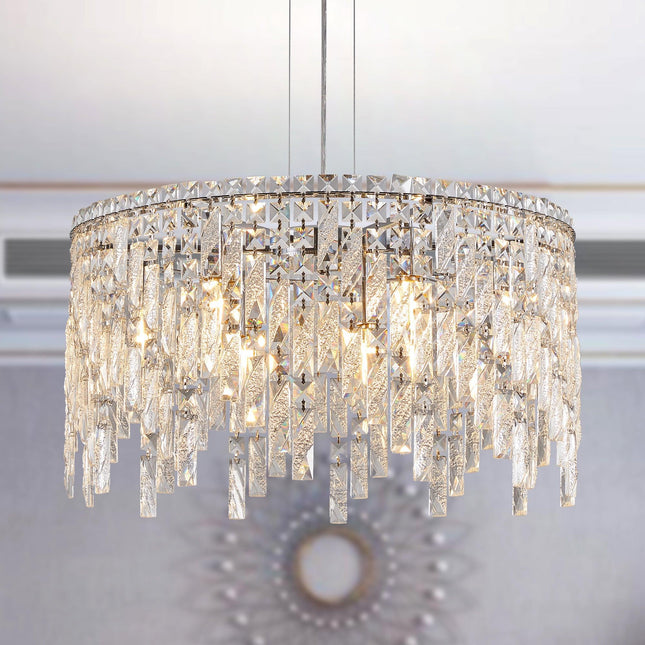 Luxurious Round Silver Crystal Chandelier Chandeliers TriadCommerceInc   