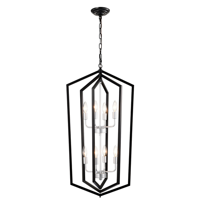 Seraphine Matte Black & Silver Lantern Chandelier Chandeliers TriadCommerceInc