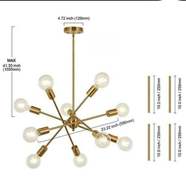 Modern Sputnik Brass Chandelier Chandeliers TriadCommerceInc   