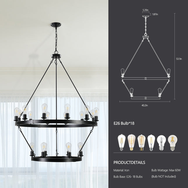 Retro style Large 2-Tier circular ceiling Ironwork chandelier Chandeliers TriadCommerceInc   