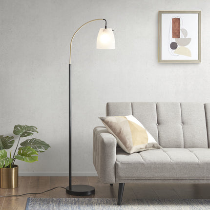 Arched Metal Floor Lamp with Frosted Glass Shade Floor Lamps TriadCommerceInc   