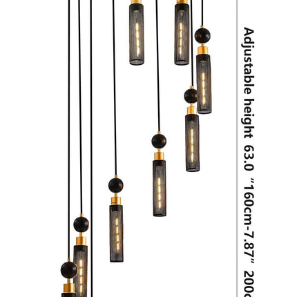 Modern Industrial 9-Light Black & Gold Pendant Chandelier Chandeliers TriadCommerceInc