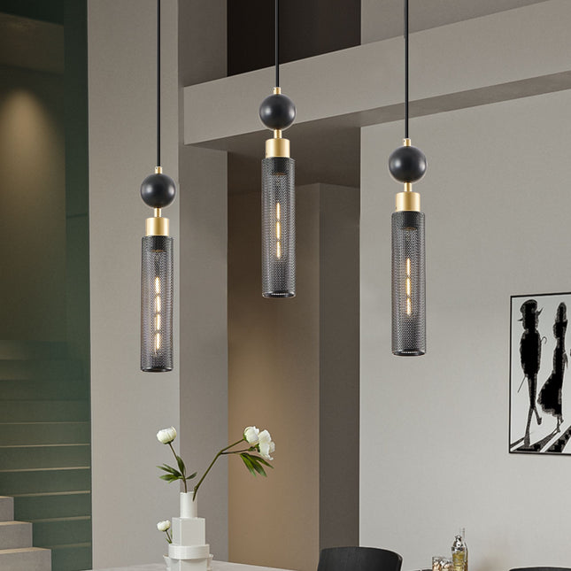 Modern Black & Gold 3-Light Pendant Chandelier with Mesh Shades Chandeliers TriadCommerceInc