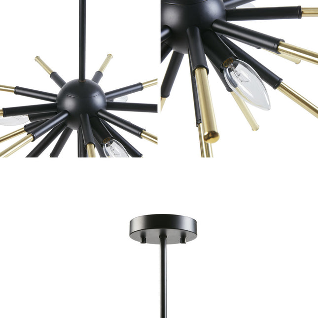 Elysia Geometric Matte Black & Gold Chandelier Chandeliers TriadCommerceInc   