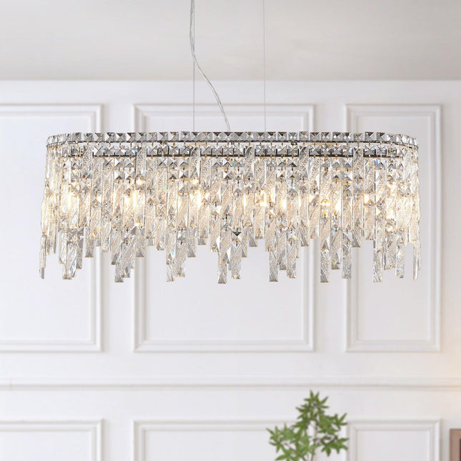 Silver Elegant Oval Crystal Chandelier Chandeliers TriadCommerceInc   