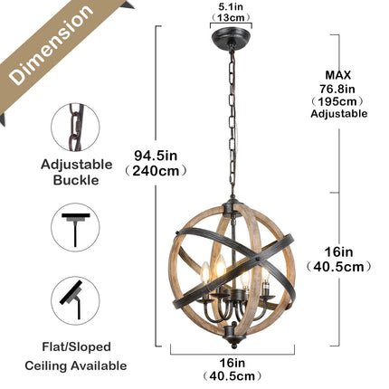 Adjustable Farmhouse Chandelier Chandeliers [TriadCommerceInc]   