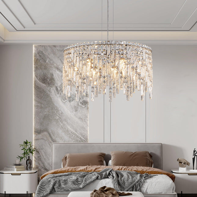 Luxurious Round Silver Crystal Chandelier Chandeliers TriadCommerceInc   