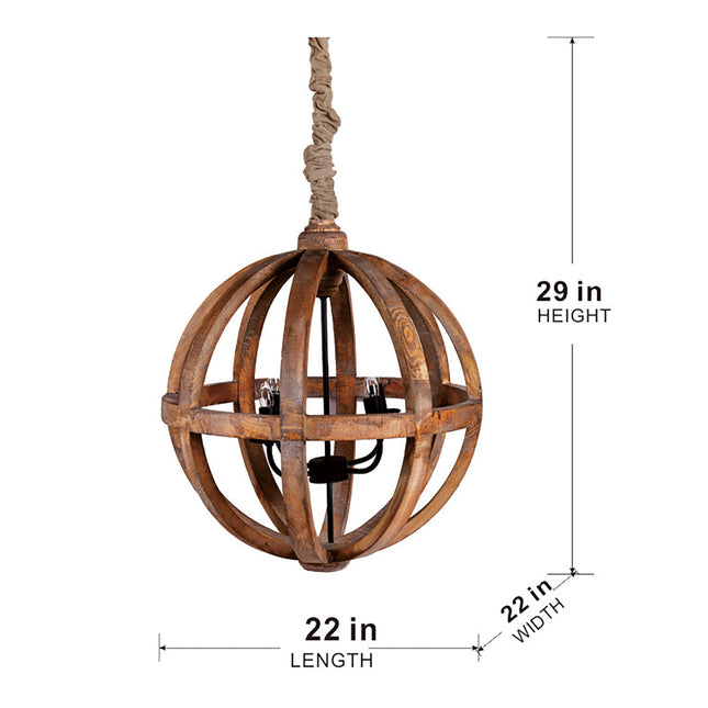 Priscilla Fir Wood Globe Chandelier Chandeliers TriadCommerceInc   