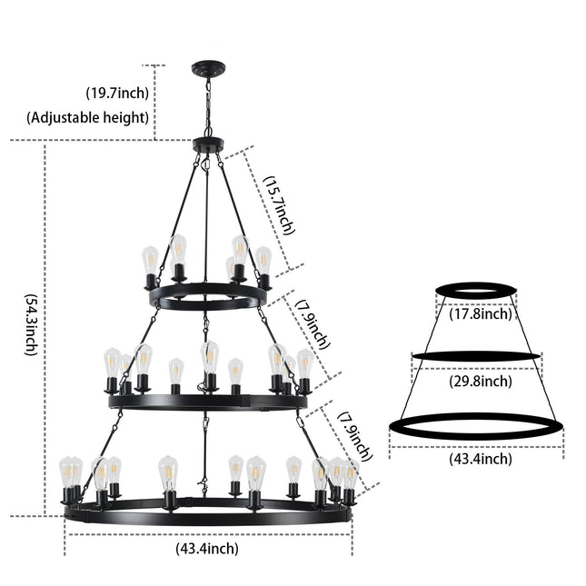 27 Light Metal Ring Chandelier Chandeliers TriadCommerceInc   