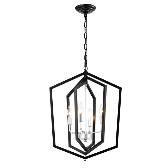 Calista Matte Black & Silver Lantern Chandelier Chandeliers TriadCommerceInc as Pic  