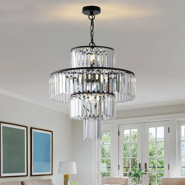 Clarisse Black K9 Crystal Chandelier Chandeliers TriadCommerceInc   