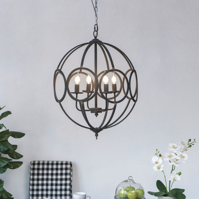 Malin Matte Black Iron Orb Chandelier Chandeliers TriadCommerceInc   