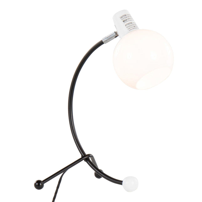 Eileen Contemporary Task Lamp in Black Metal and White Plastic Shade by LumiSource Table Lamps TriadCommerceInc   