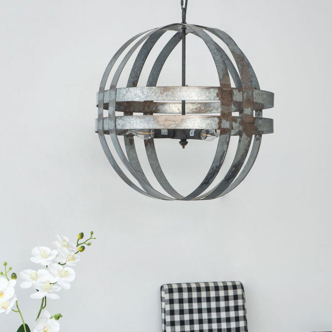 4-Light Galvanized Chandelier, Chandeliers TriadCommerceInc   