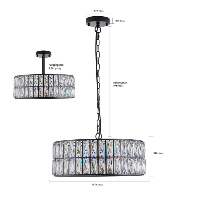 Celestine Opulent Crystal Drum Pendant Light Chandeliers TriadCommerceInc   