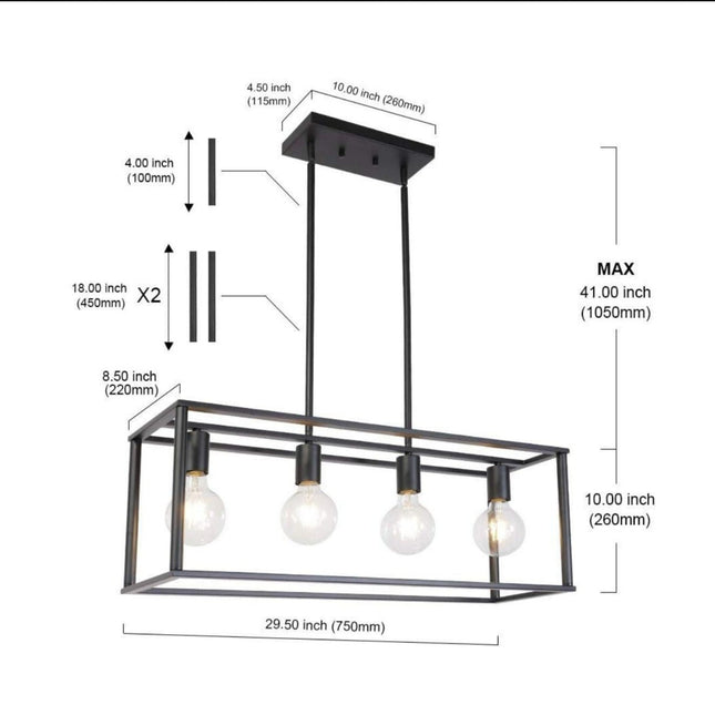 Industrial Rectangular Pendant Light Chandeliers TriadCommerceInc   