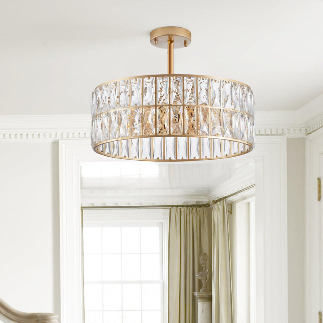 Aurelia Elegant Crystal Drum chandelier Chandeliers TriadCommerceInc   