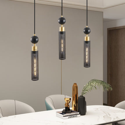 Modern Black & Gold 3-Light Pendant Chandelier with Mesh Shades Chandeliers TriadCommerceInc