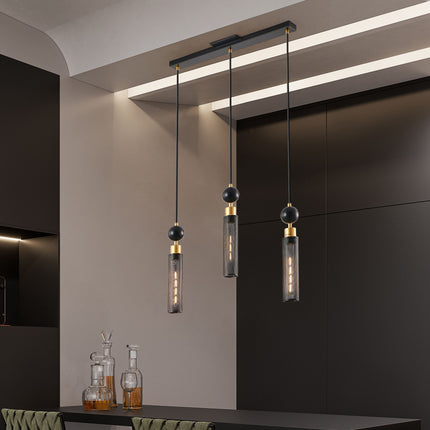 Modern Black & Gold 3-Light Pendant Chandelier with Mesh Shades Chandeliers TriadCommerceInc