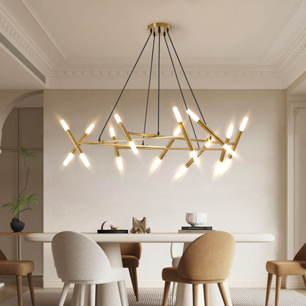 Modern Gold Branch Chandelier with Frosted Tubes Chandeliers TriadCommerceInc