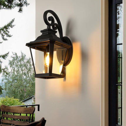 Large Outdoor Wall Sconce Light with Clear Glass outdoor wall lighting TriadCommerceInc Matte black  