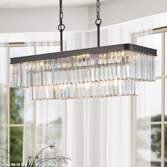 Aurelia Elegant Rectangular Crystal Chandelier Chandeliers TriadCommerceInc   