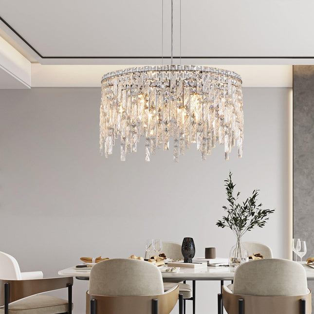 Luxurious Round Silver Crystal Chandelier Chandeliers TriadCommerceInc   