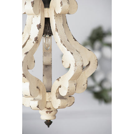 Harper Distressed White Wood Chandelier Chandeliers TriadCommerceInc   