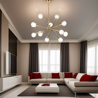 Modern Sputnik Brass Chandelier Chandeliers TriadCommerceInc   