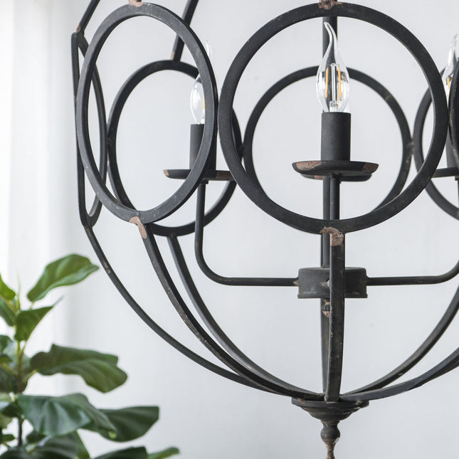 Malin Matte Black Iron Orb Chandelier Chandeliers TriadCommerceInc   