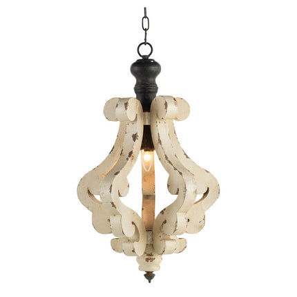 Harper Distressed White Wood Chandelier Chandeliers TriadCommerceInc   