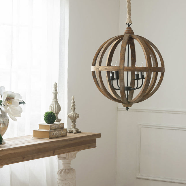 Priscilla Fir Wood Globe Chandelier Chandeliers TriadCommerceInc   