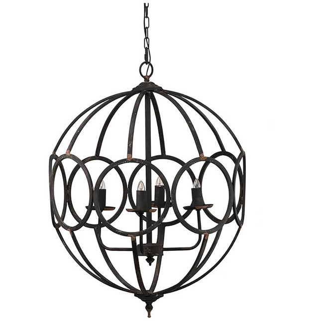 Malin Matte Black Iron Orb Chandelier Chandeliers TriadCommerceInc   