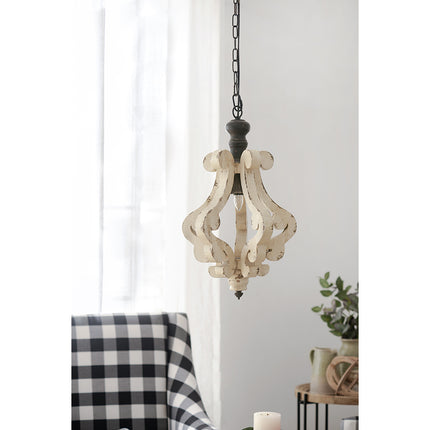 Harper Distressed White Wood Chandelier Chandeliers TriadCommerceInc   