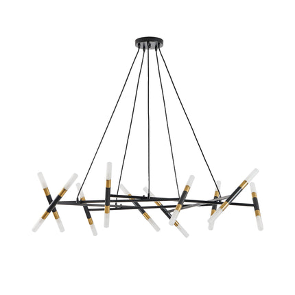 Black & Gold Branch Chandelier with Frosted Tubes Chandeliers TriadCommerceInc