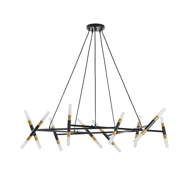 Black & Gold Branch Chandelier with Frosted Tubes Chandeliers TriadCommerceInc