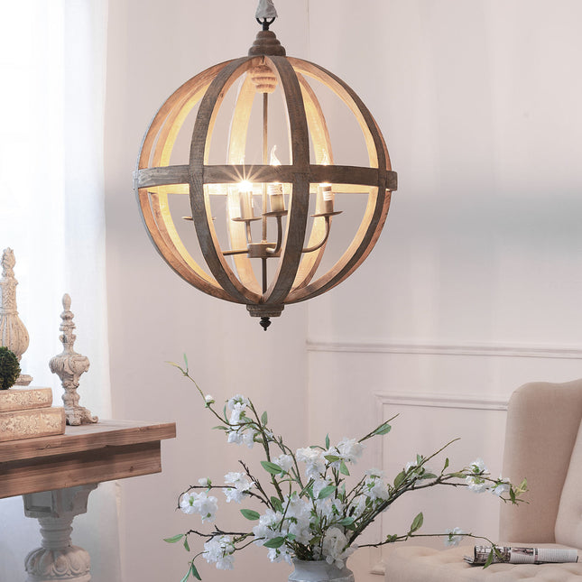 Priscilla Fir Wood Globe Chandelier Chandeliers TriadCommerceInc   