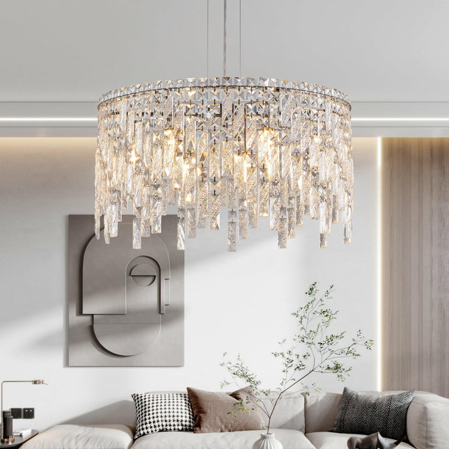 Luxurious Round Silver Crystal Chandelier Chandeliers TriadCommerceInc   