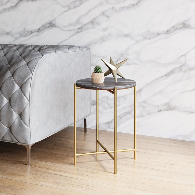 David Side Table Gray & Gold Side Tables TriadCommerceInc   