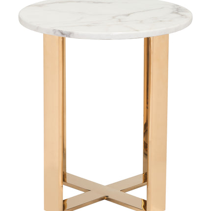 Atlas End Table White & Gold Side Tables TriadCommerceInc   