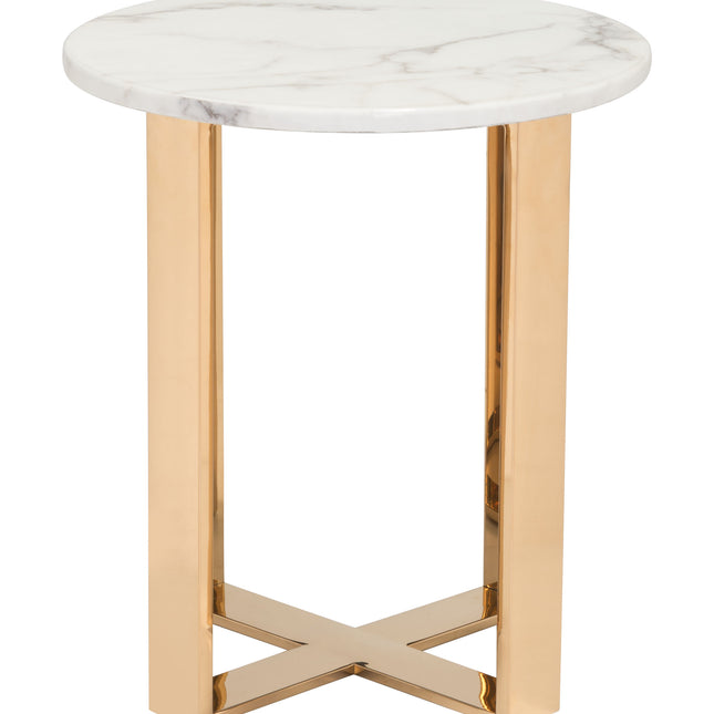 Atlas End Table White & Gold Side Tables TriadCommerceInc   