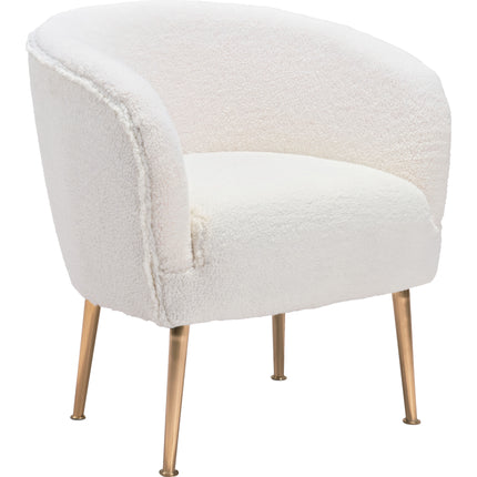 Sherpa Accent Chair Beige & Gold Chairs TriadCommerceInc Default Title  