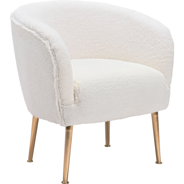 Sherpa Accent Chair Beige & Gold Chairs TriadCommerceInc Default Title  