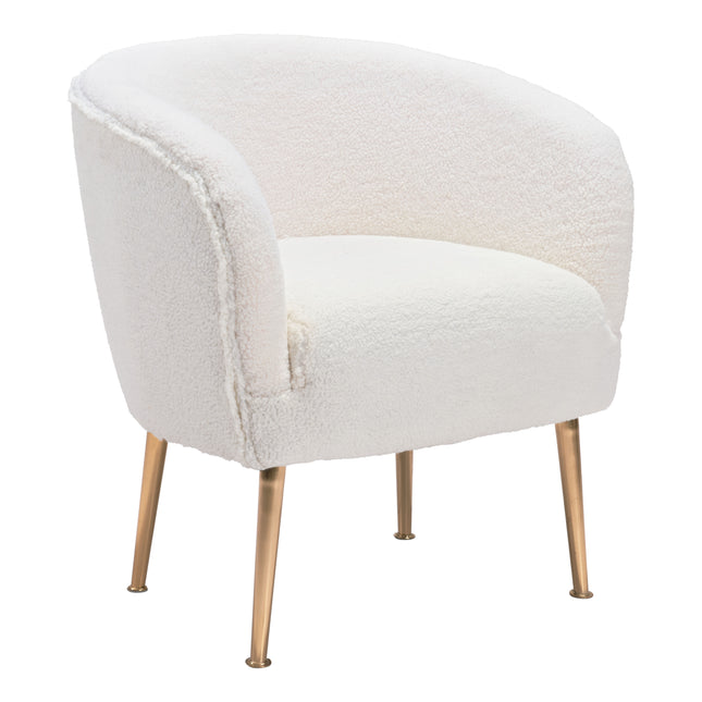 Sherpa Accent Chair Beige & Gold Chairs [TriadCommerceInc] Default Title  