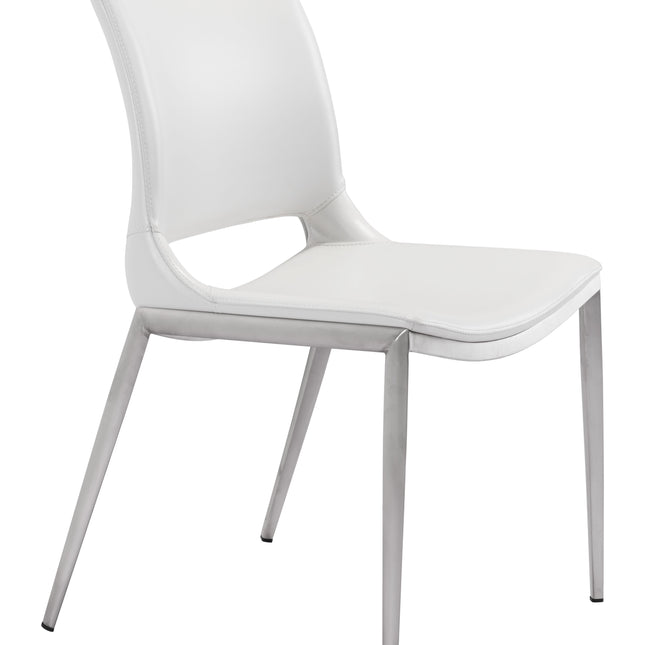 Ace Dining Chair (Set of 2) White & Silver Chairs TriadCommerceInc Default Title  