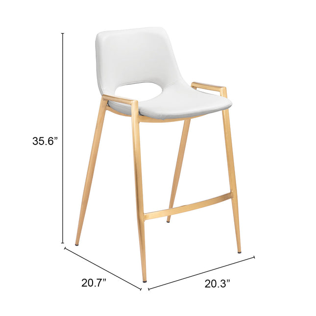 Desi Counter Stool (Set of 2) White & Gold Counter Stools TriadCommerceInc   