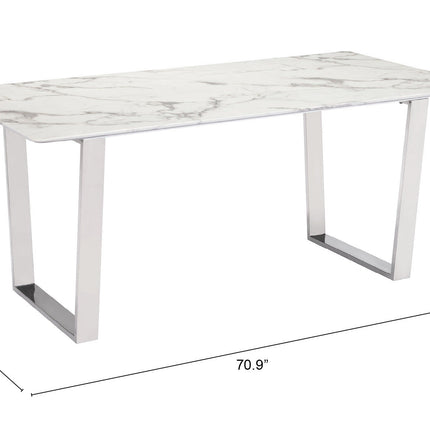 Atlas Dining Table White & Silver Tables [TriadCommerceInc]   