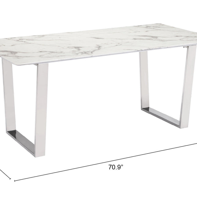 Atlas Dining Table White & Silver Tables TriadCommerceInc   