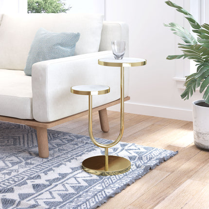 Marc Side Table White & Gold Side Tables TriadCommerceInc   