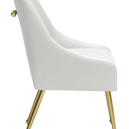 Maxine Dining Chair White & Gold Chairs TriadCommerceInc   